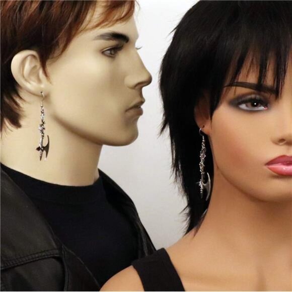 Gothic Vine Wrapped Executioner's Axe Earrings Medieval Renaissance Dangle Metal - Picture 2 of 7